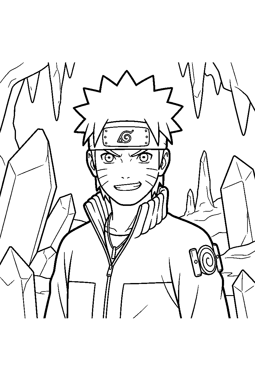 naruto in crystal cave line art