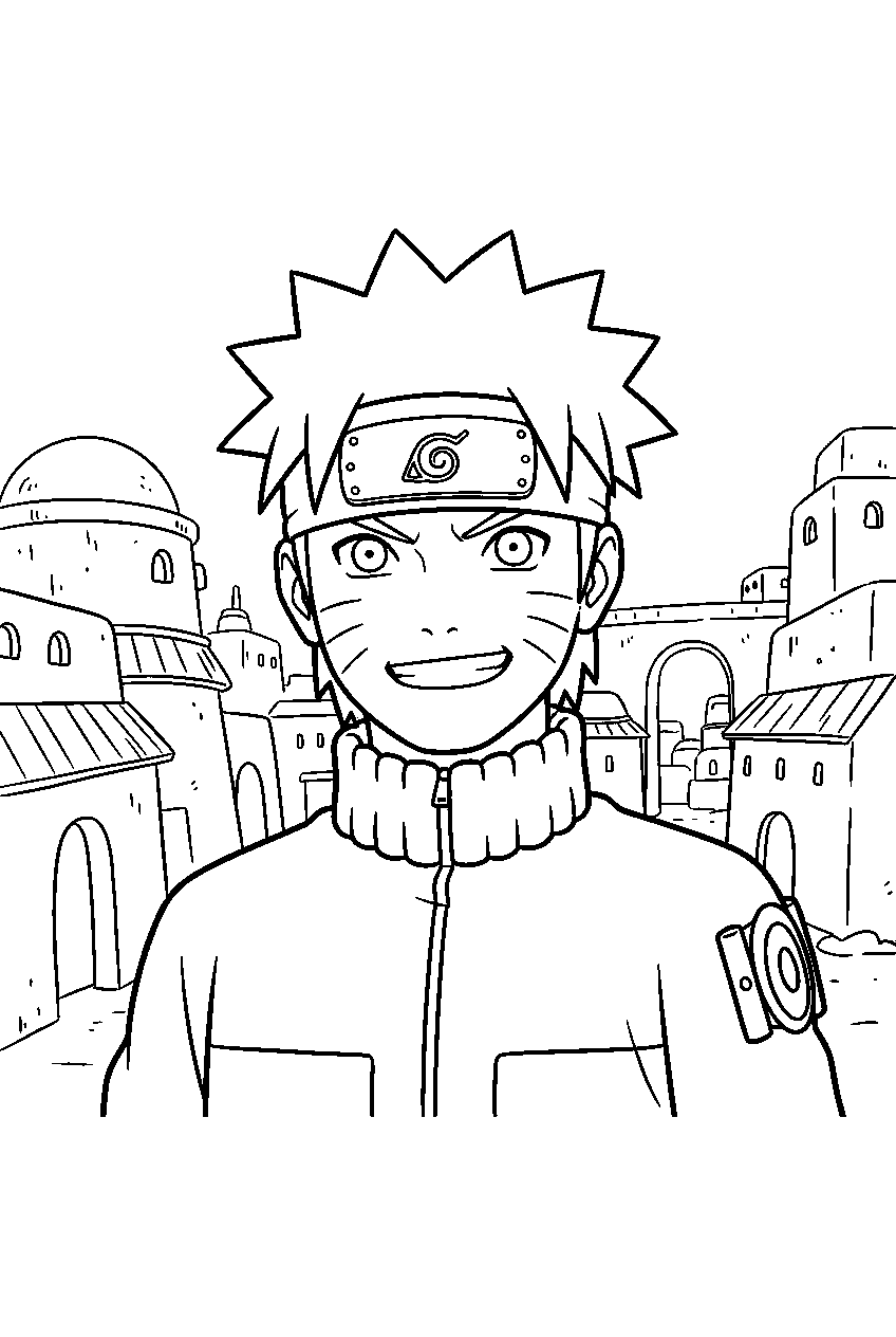 naruto in desert village line art