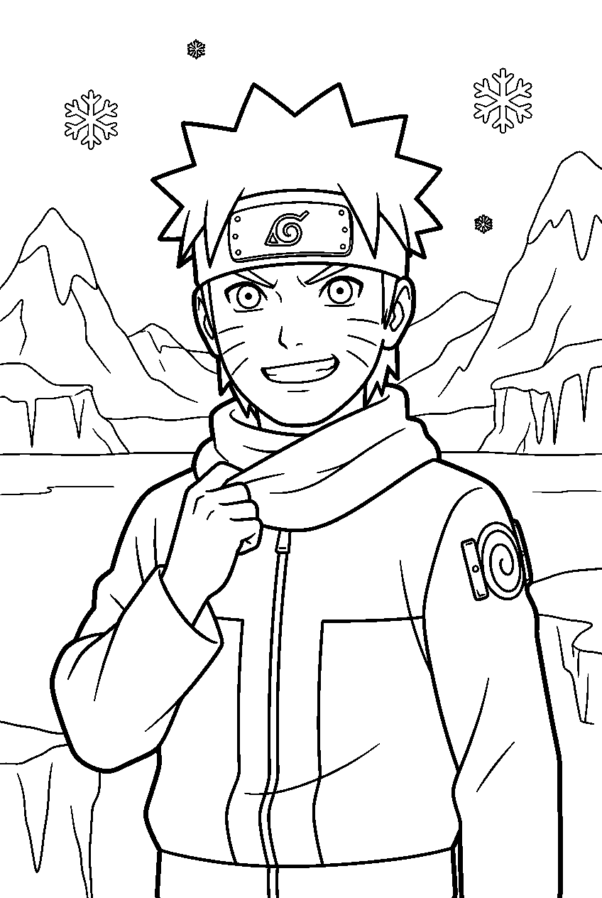 naruto in frozen valley line art