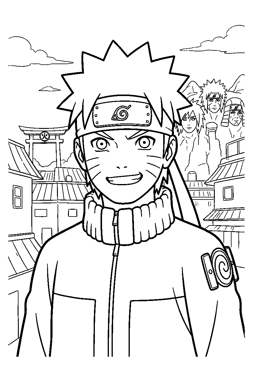 naruto in hidden leaf village line art