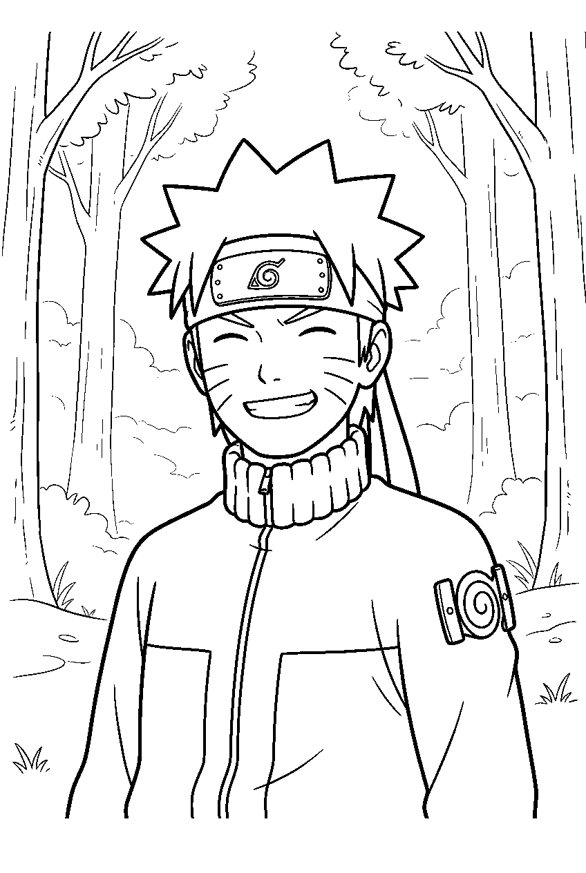 naruto in misty forest line art