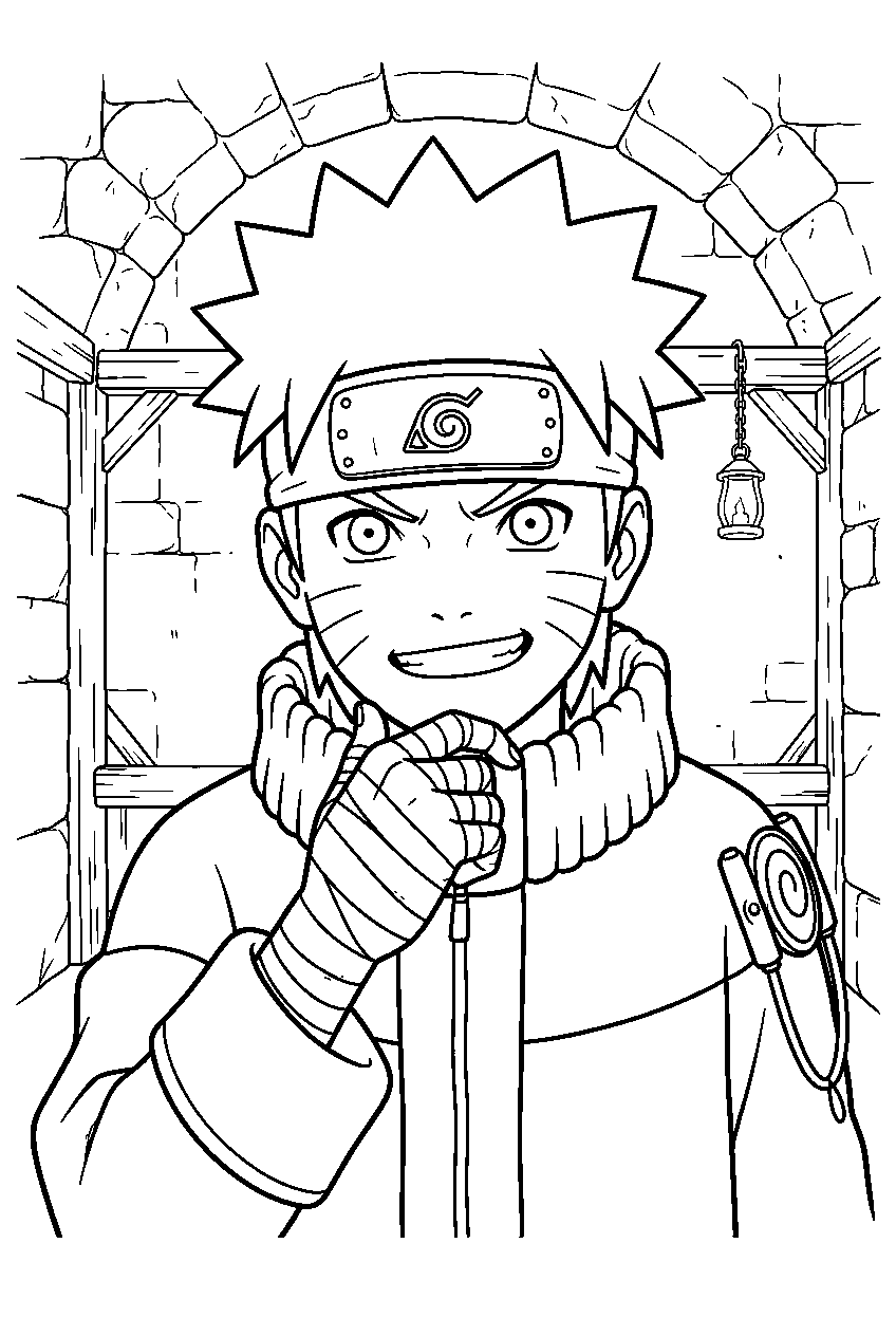 naruto in ninja hideout line art