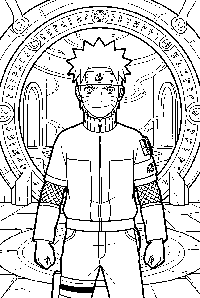 naruto in portal chamber line art