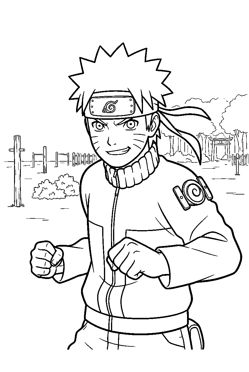 naruto in practice field line art