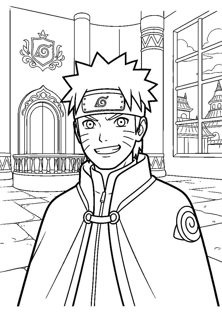 naruto in royal palace line art