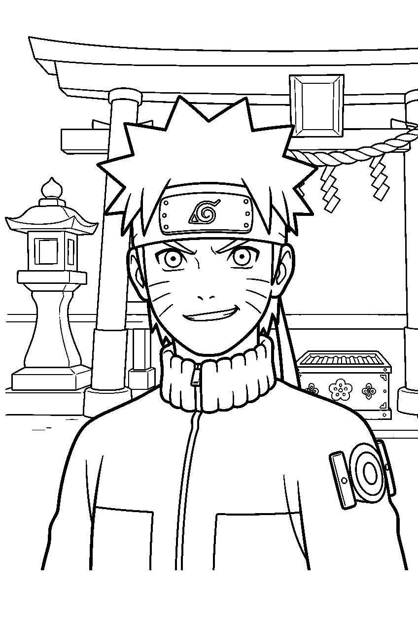 naruto in sacred shrine line art