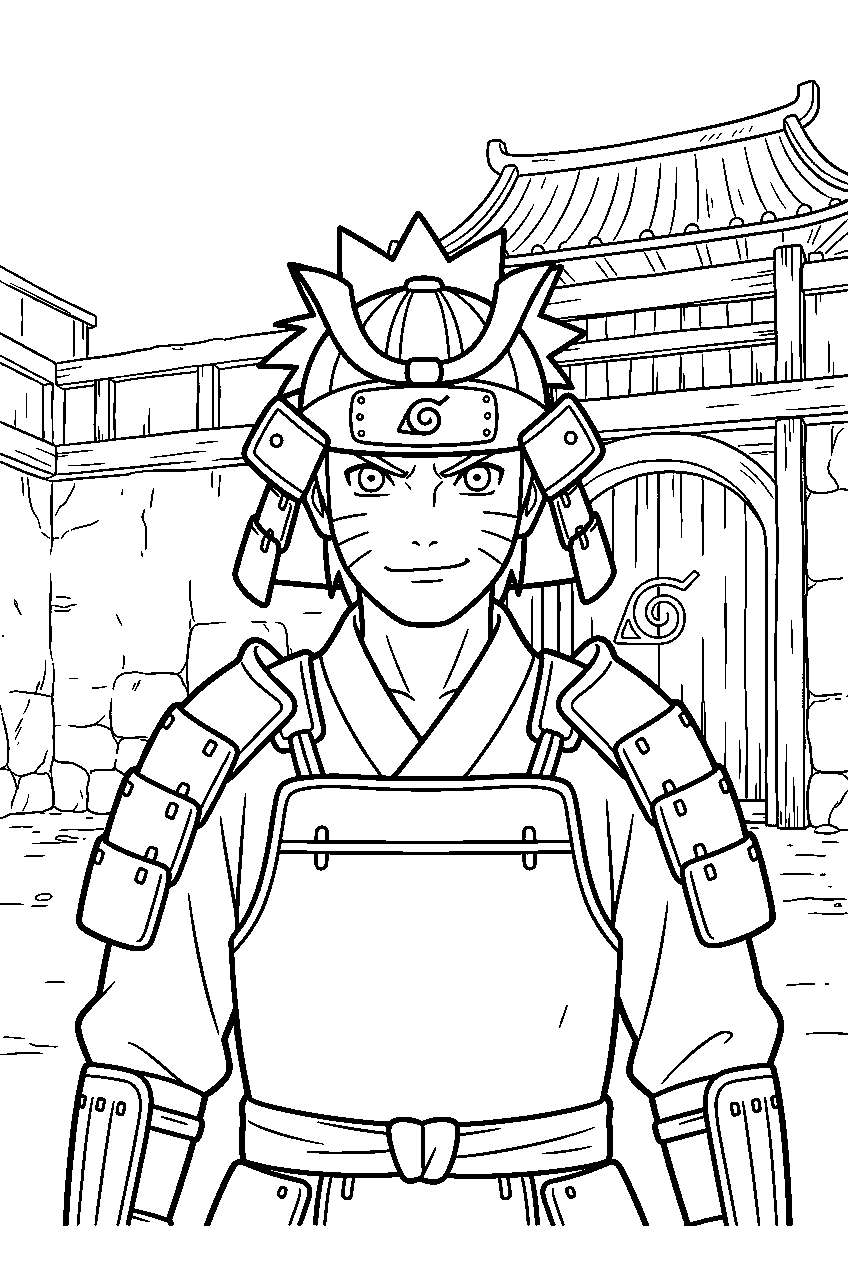 naruto in samurai fortress line art