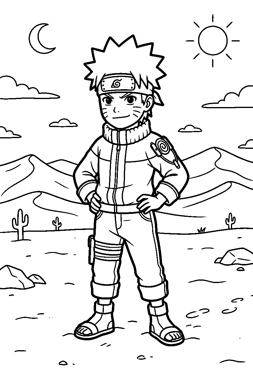 naruto in sandy desert line art