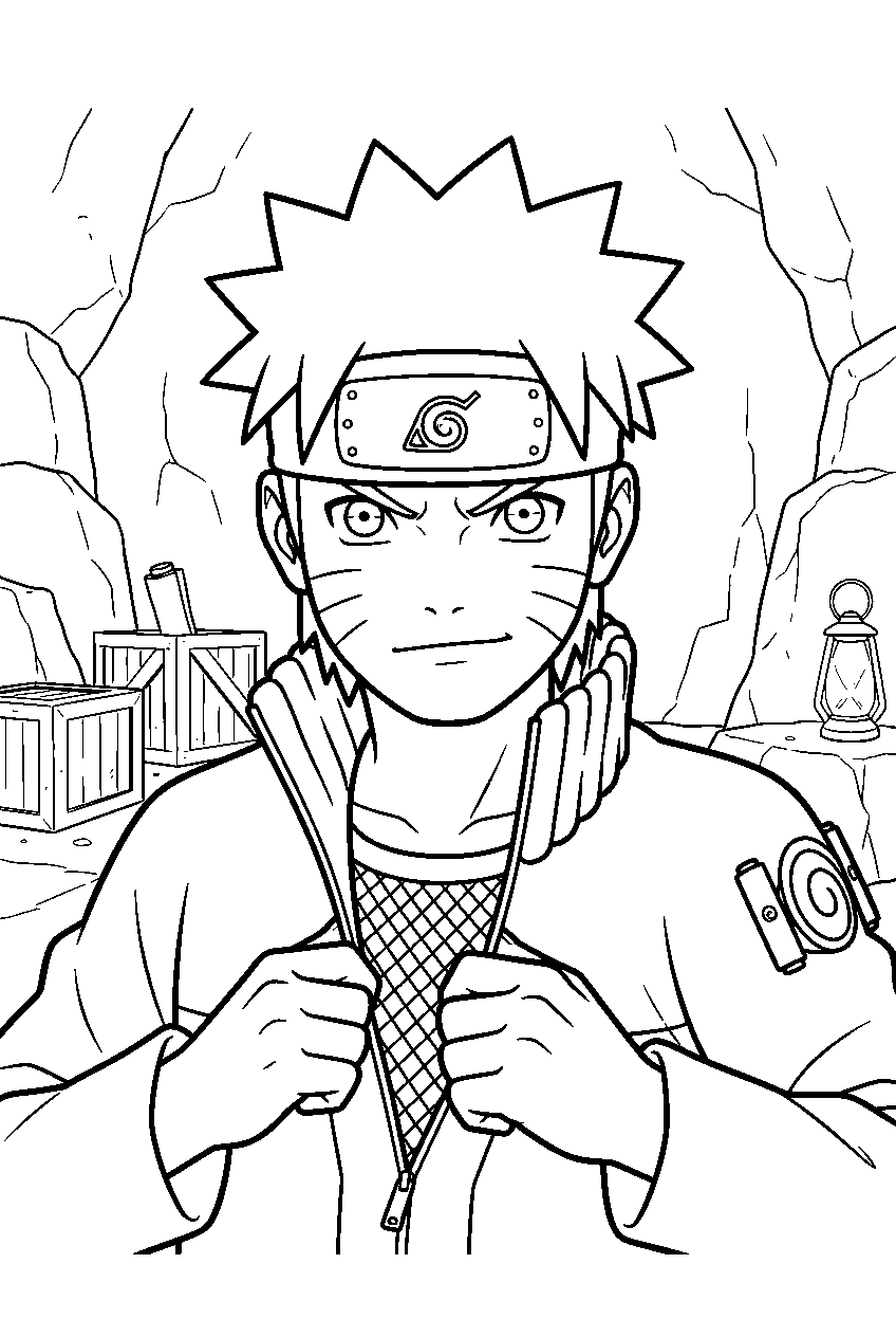 naruto in secret base line art