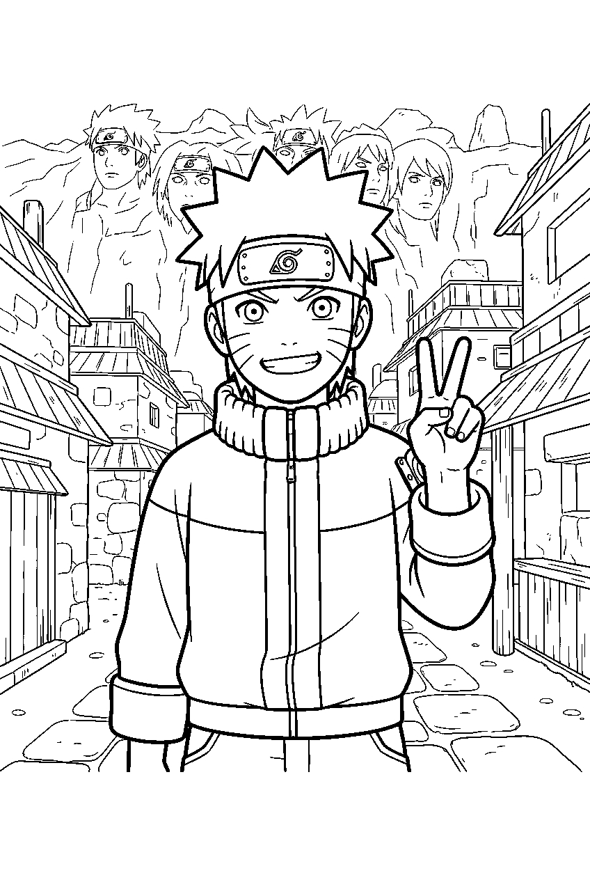 naruto in stone village line art