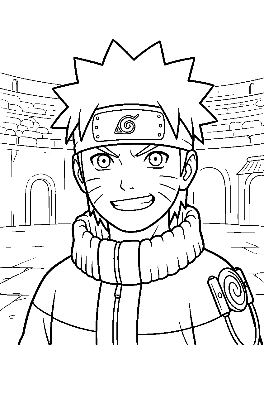 naruto in tournament arena line art