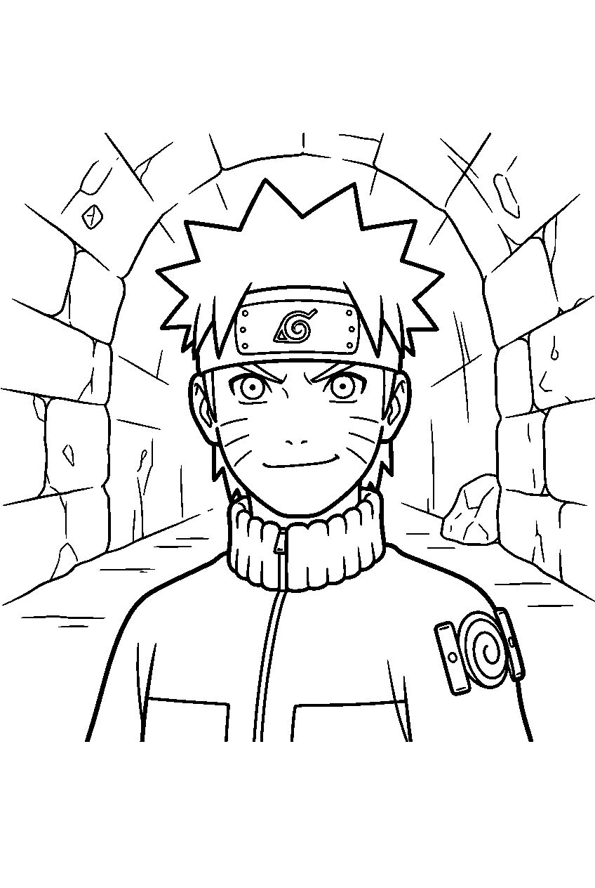 naruto in underground tunnel line art
