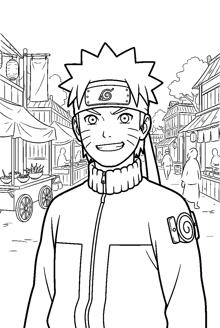 naruto in village market line art