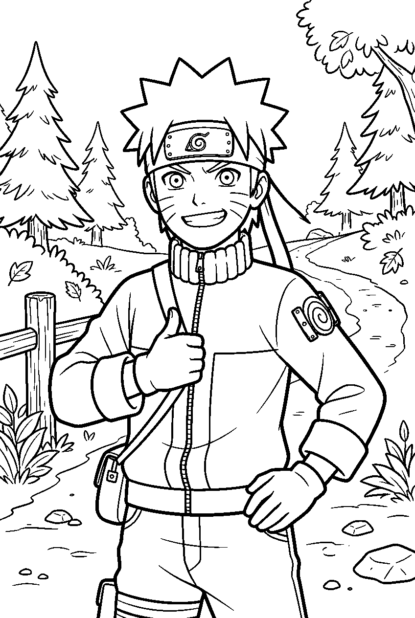 naruto in woodland trail line art