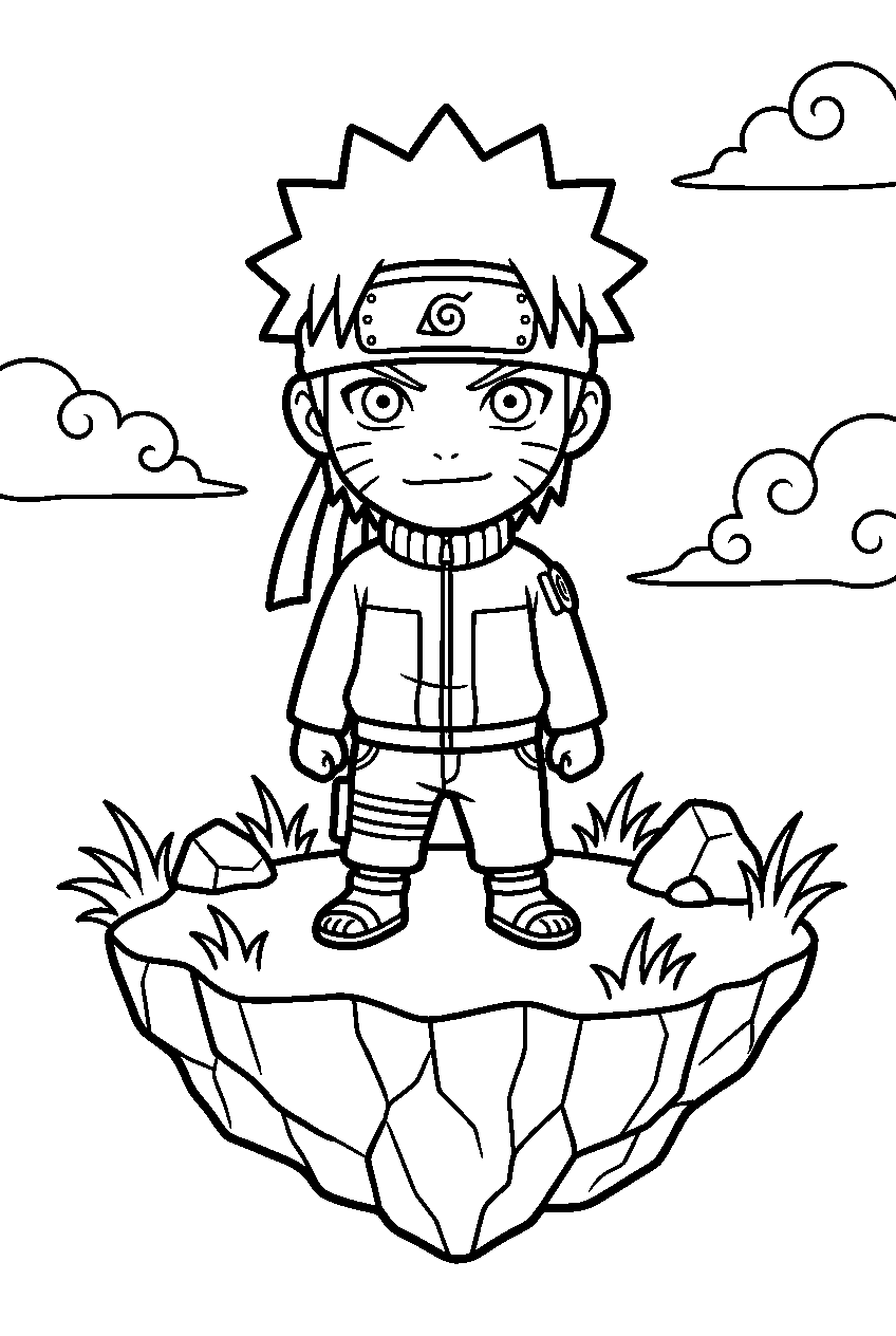 naruto on floating island line art