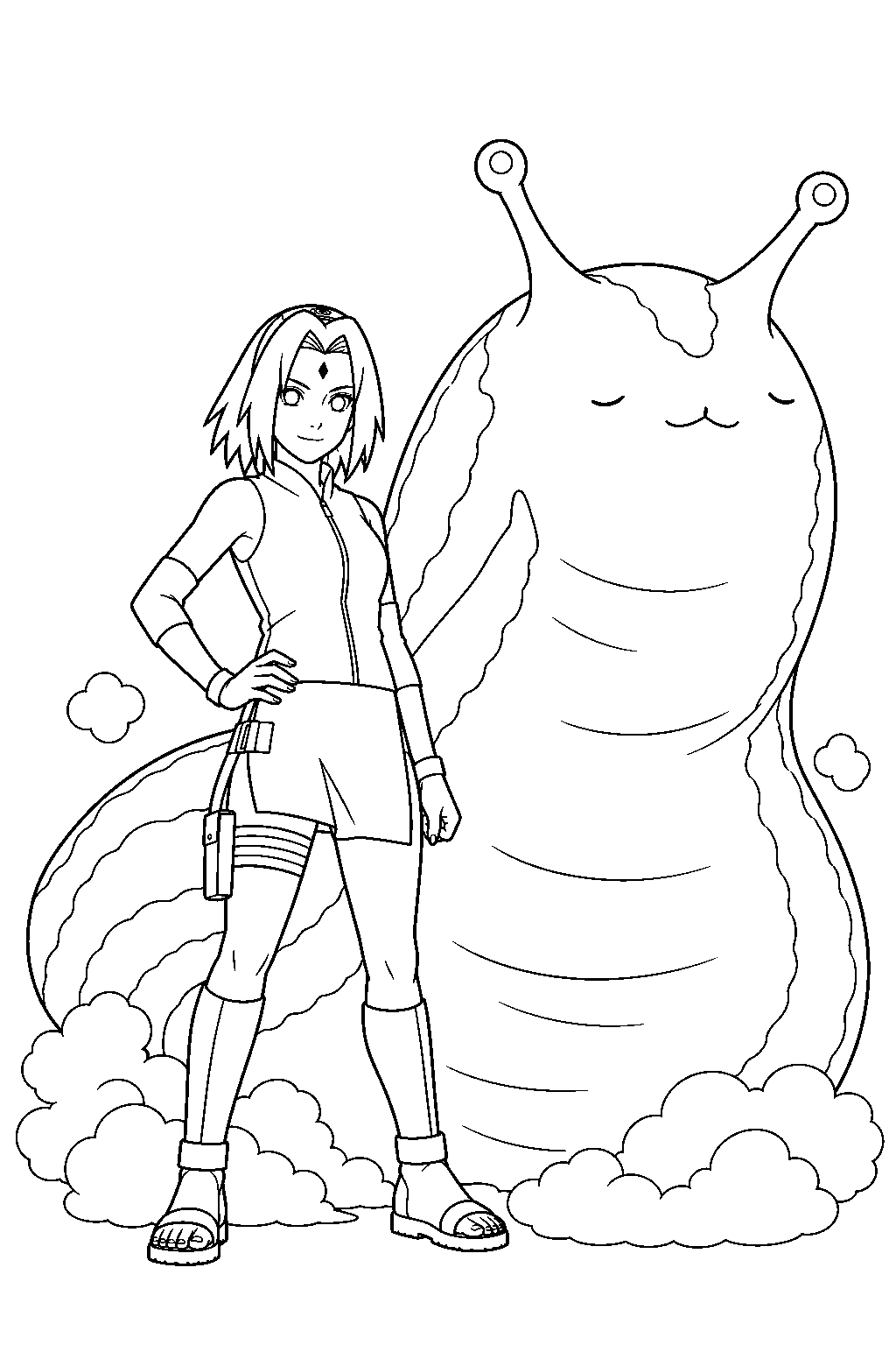 naruto sakura haruno summoning katsuyu line art