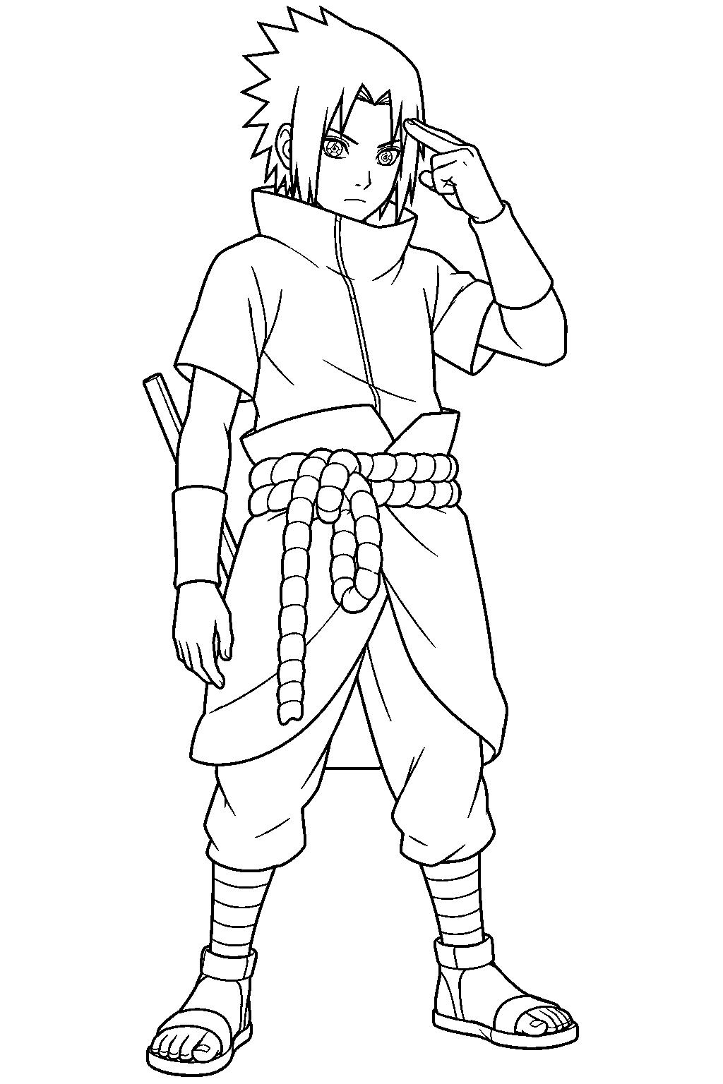 naruto sasuke uchiha activating his sharingan line art