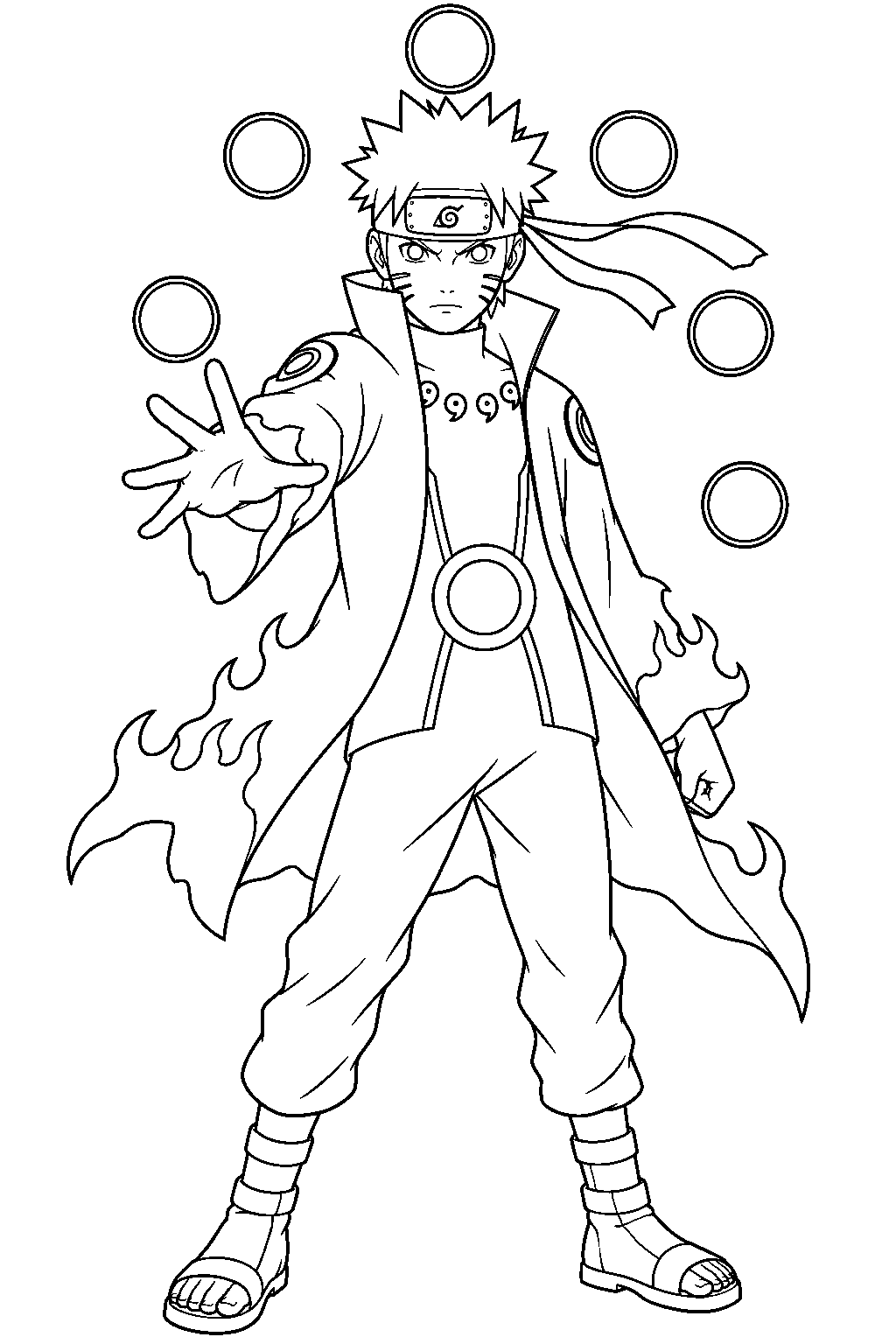 naruto uzumaki in six paths sage mode with truth seeking orbs line art