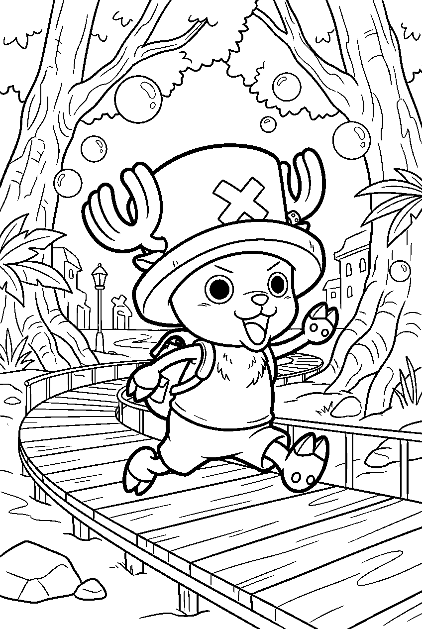 one piece chopper running in sabaody archipelago line art