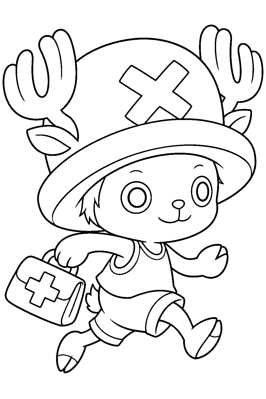 one piece tony tony chopper running with a medical bag line art