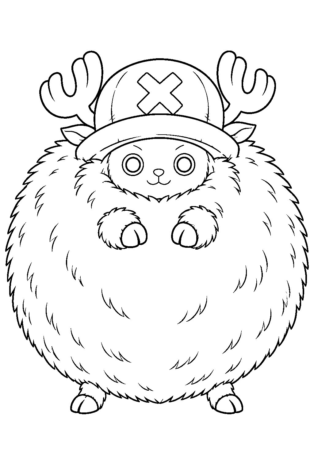 one piece tony tony chopper shielding himself in guard point line art