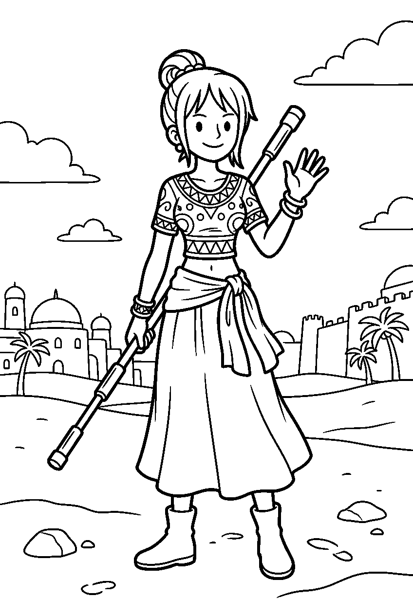 one piece nami in alabasta kingdom line art