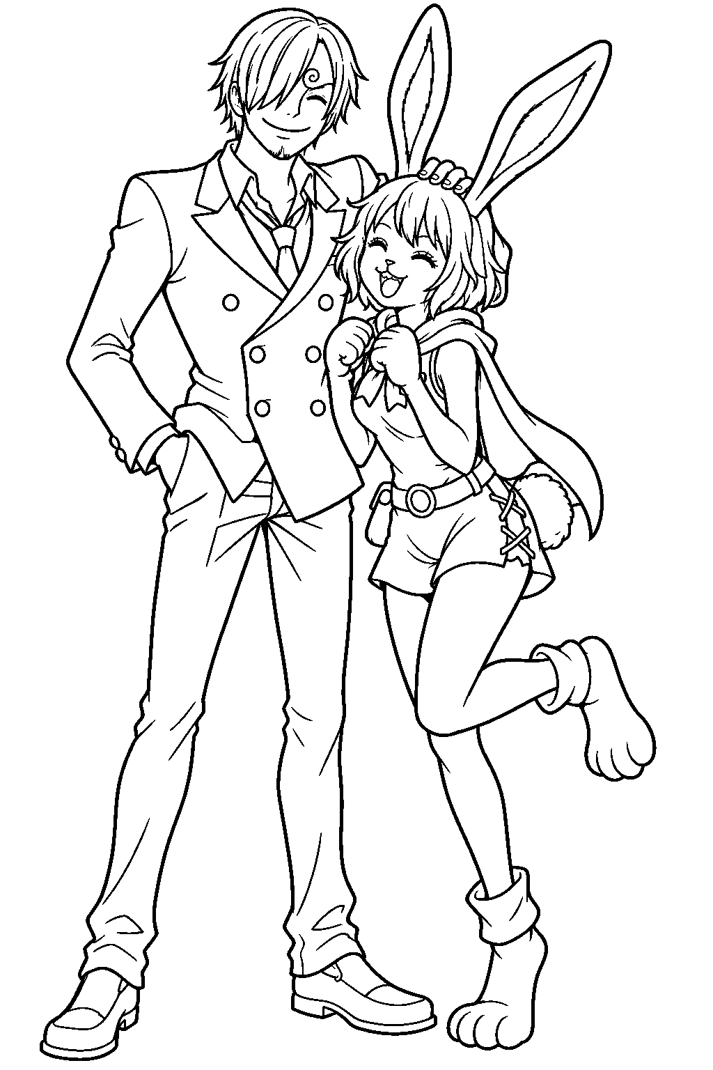 one piece sanji and carrot line art