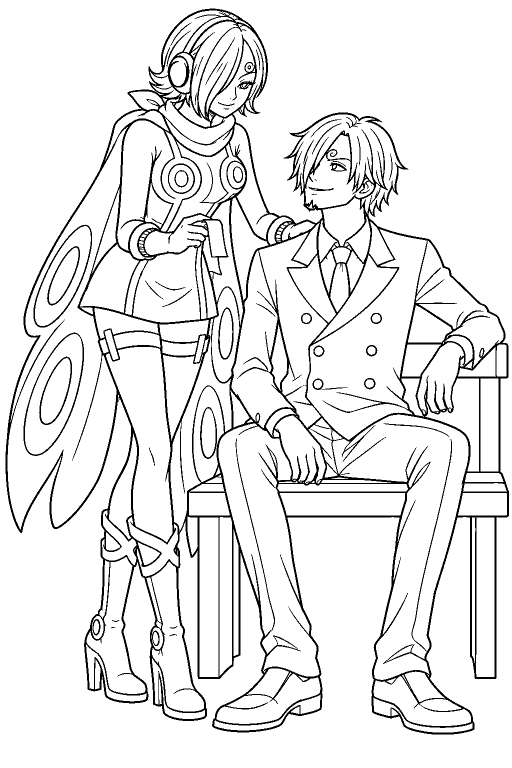 one piece sanji and reiju line art
