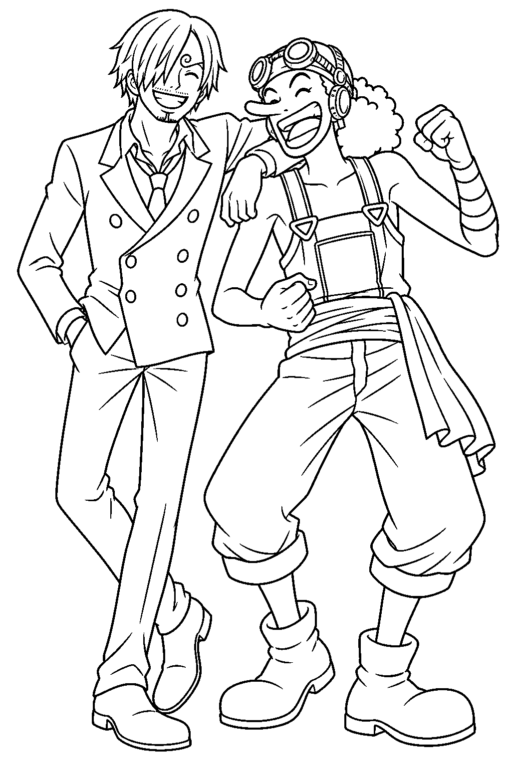 one piece sanji and usopp line art