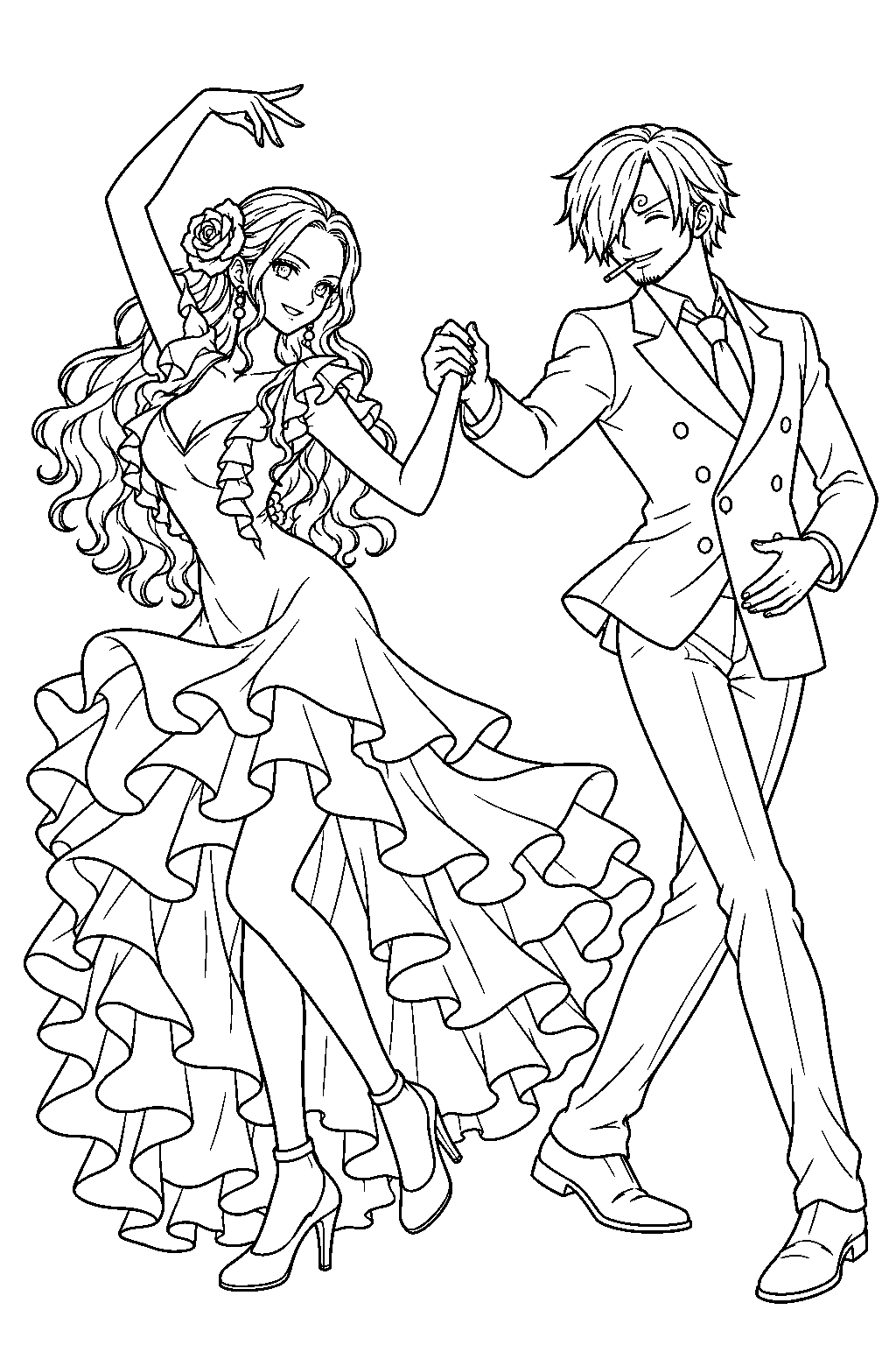 one piece sanji and violet line art