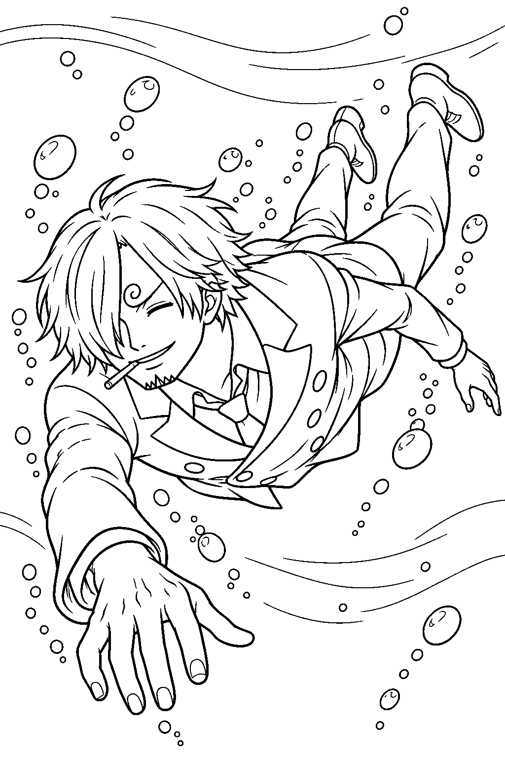 one piece sanji blue walk line art