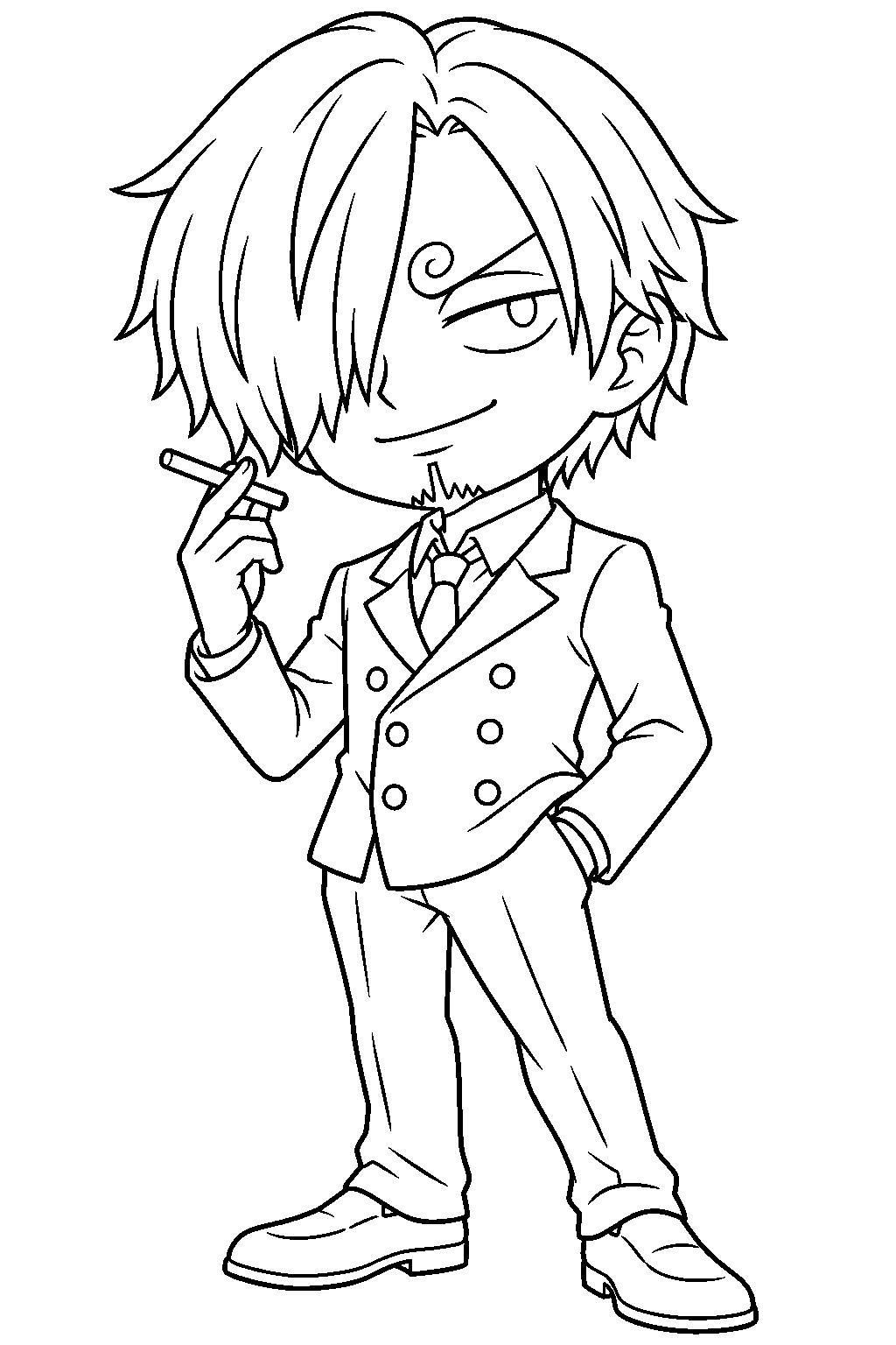one piece sanji chibi line art