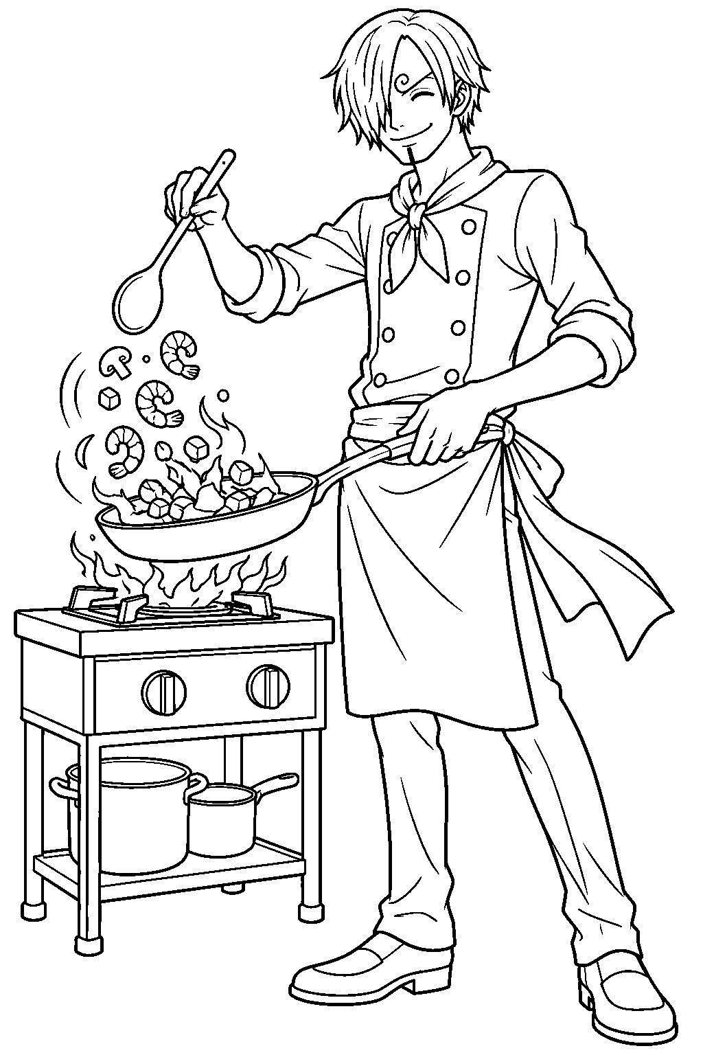 one piece sanji cooking line art