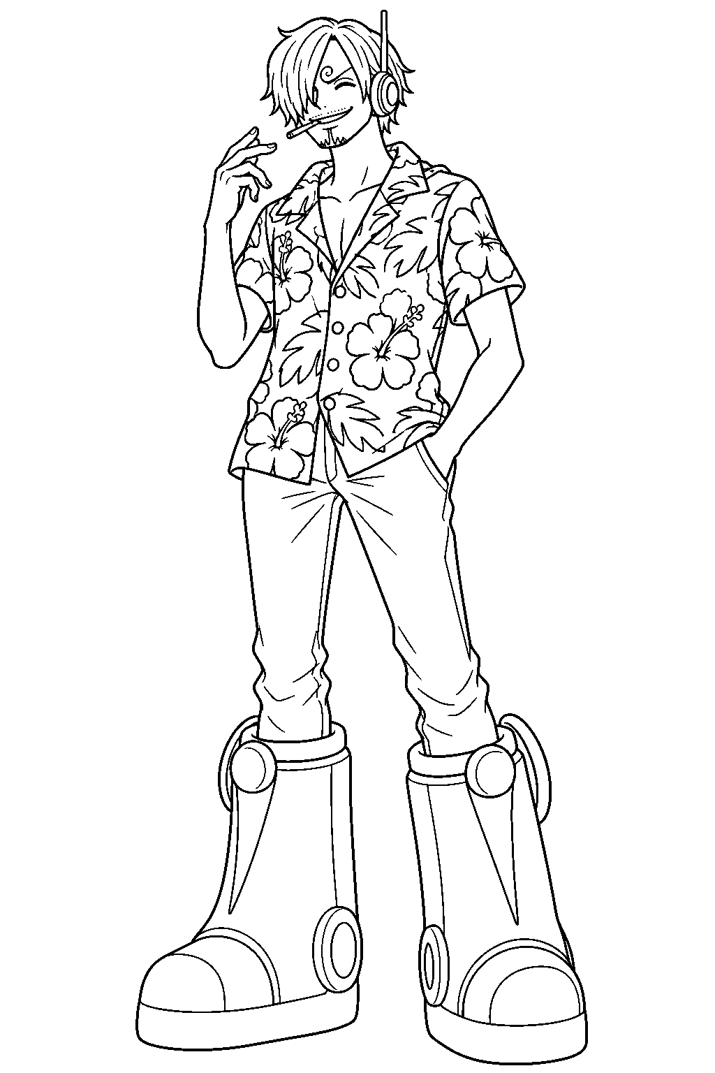 one piece sanji egghead outfit line art
