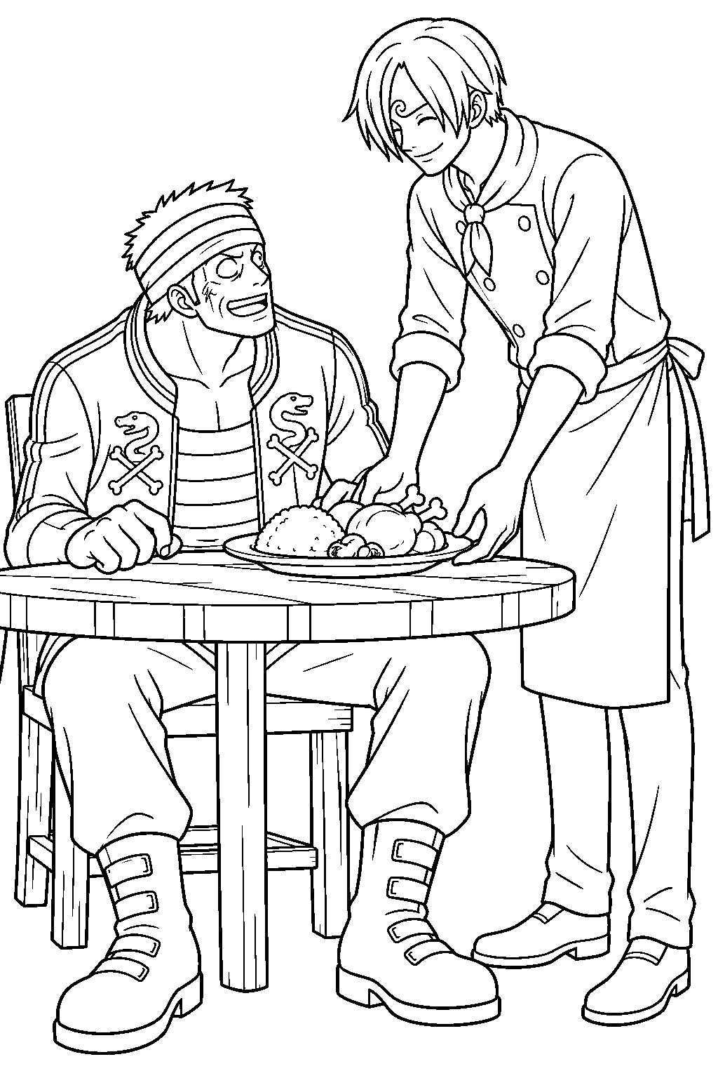 one piece sanji feeds gin line art