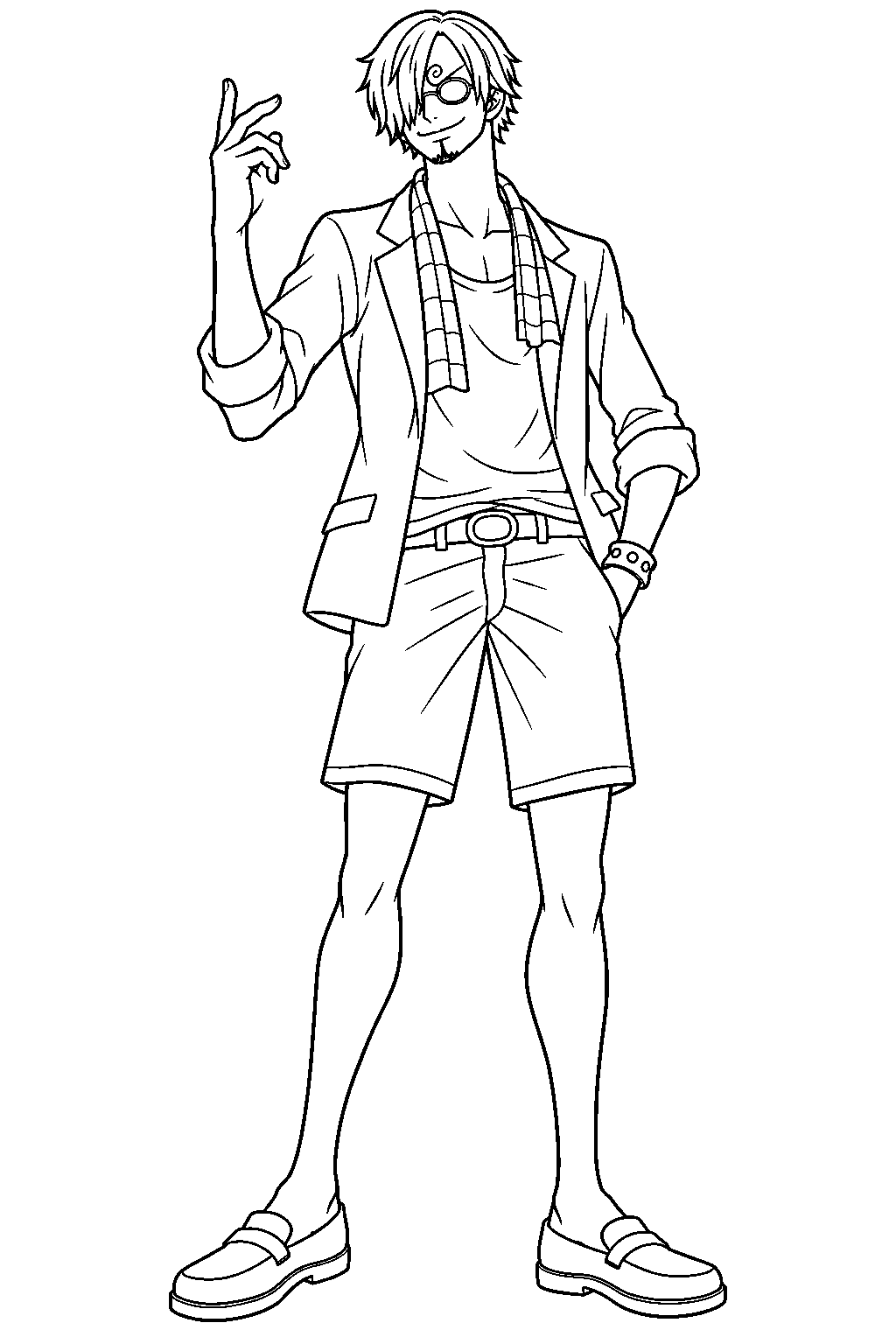 one piece sanji film red outfit line art