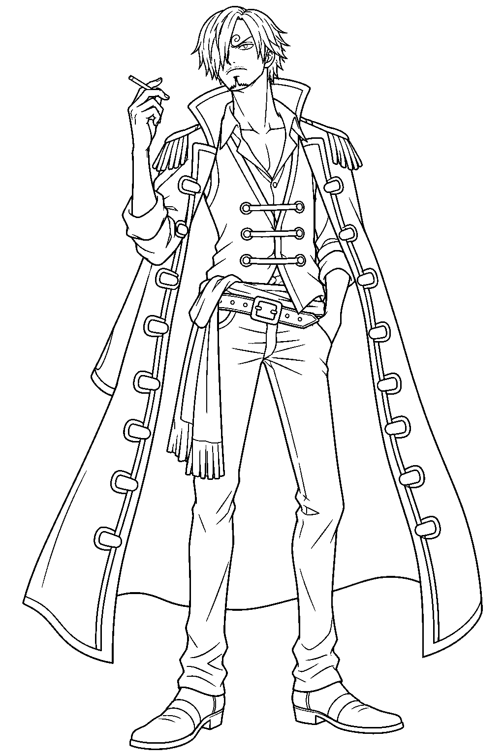 one piece sanji film z outfit line art