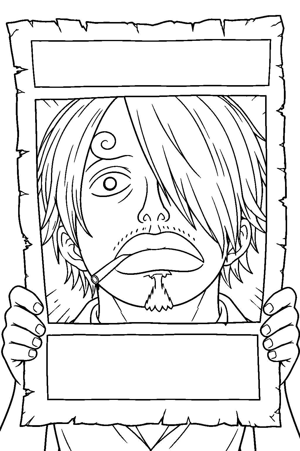 one piece sanji first wanted poster line art