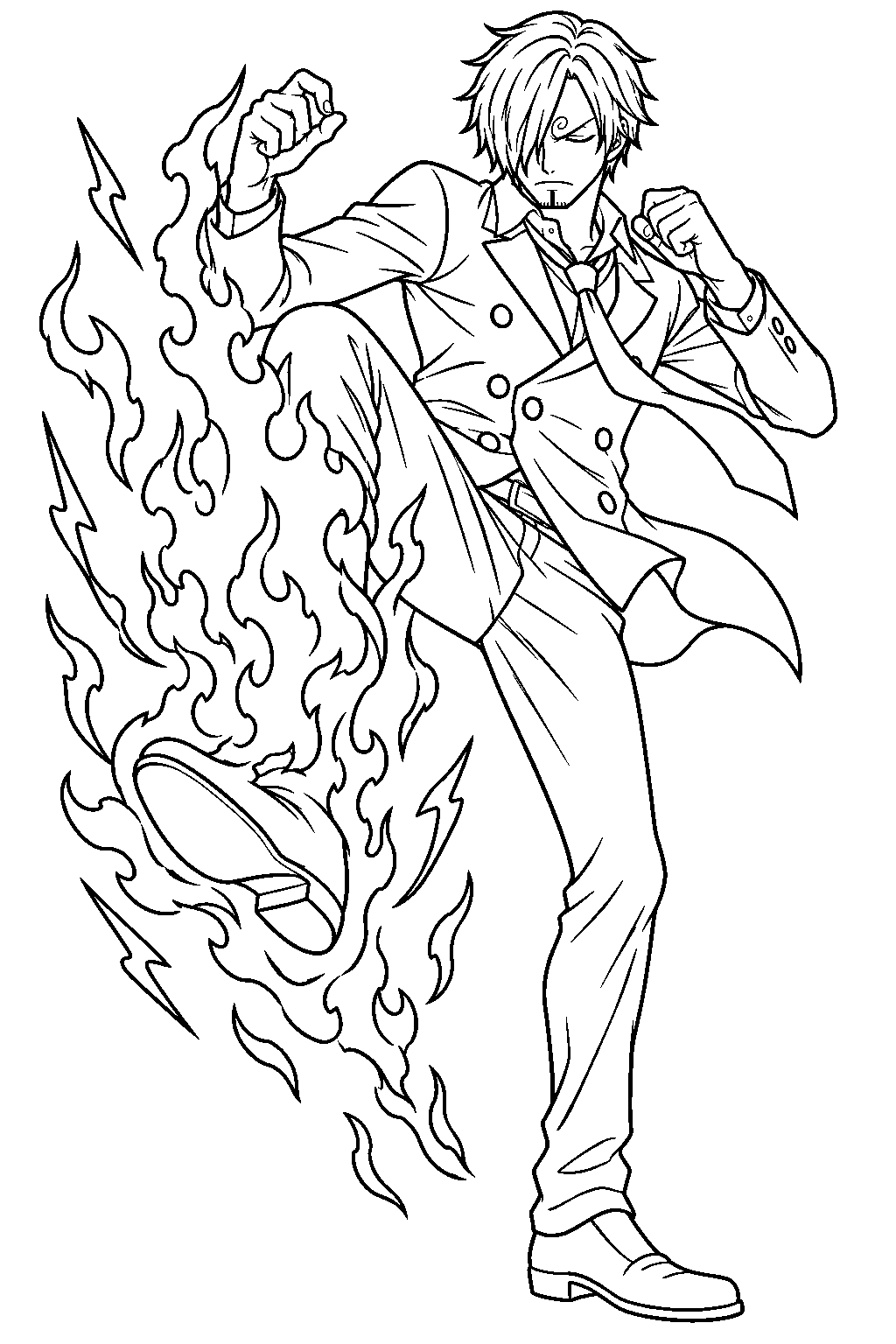 one piece sanji ifrit jambe line art