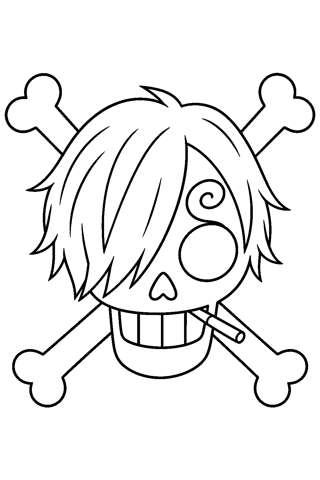 one piece sanji jolly roger line art