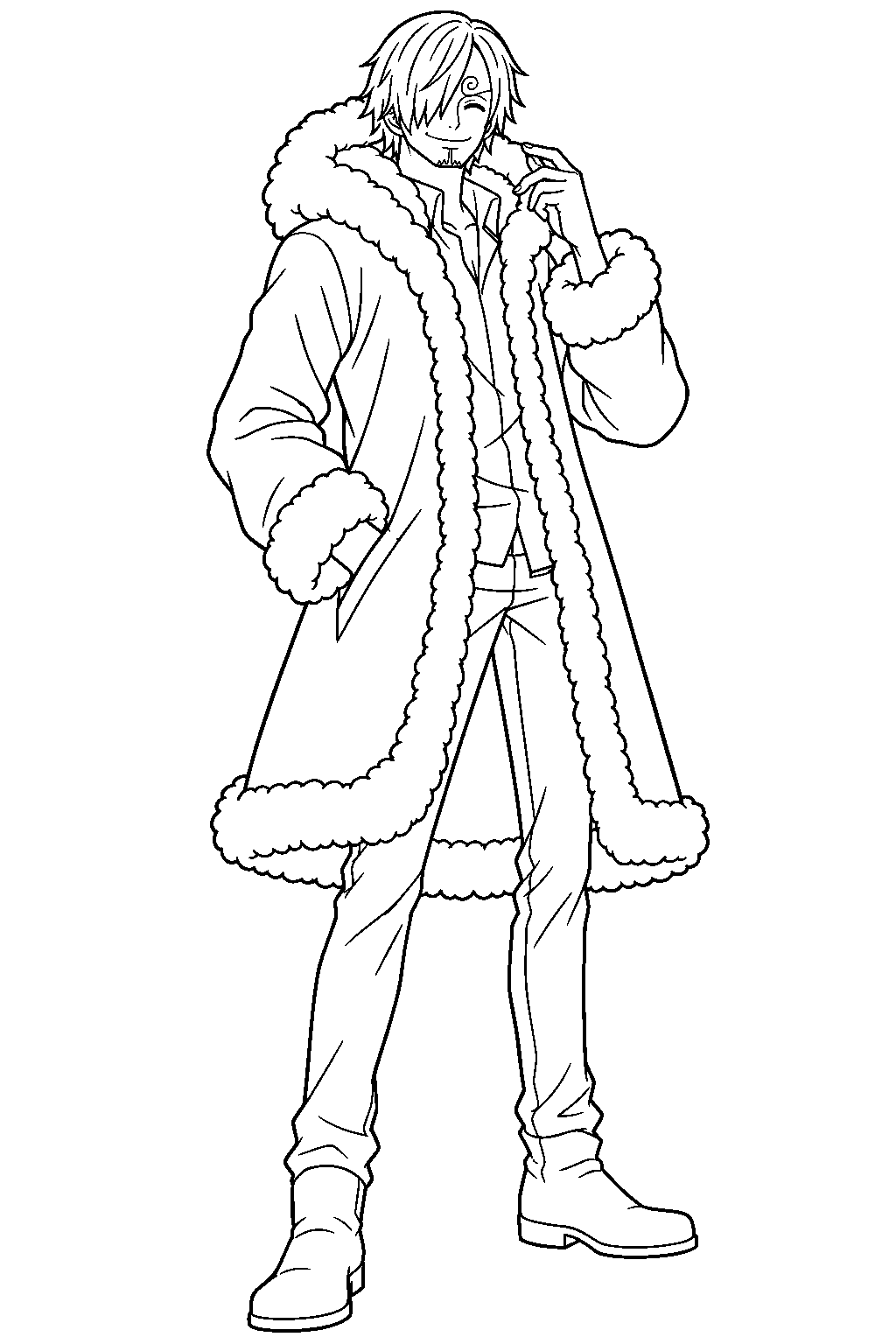 one piece sanji punk hazard outfit line art