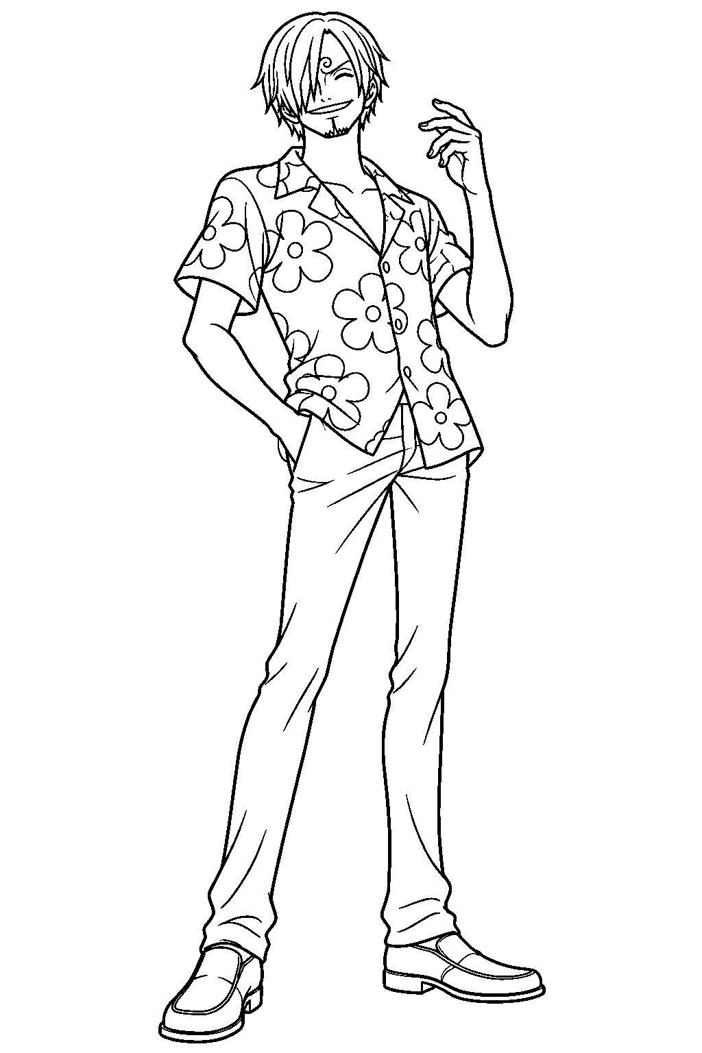 one piece sanji skypiea outfit line art