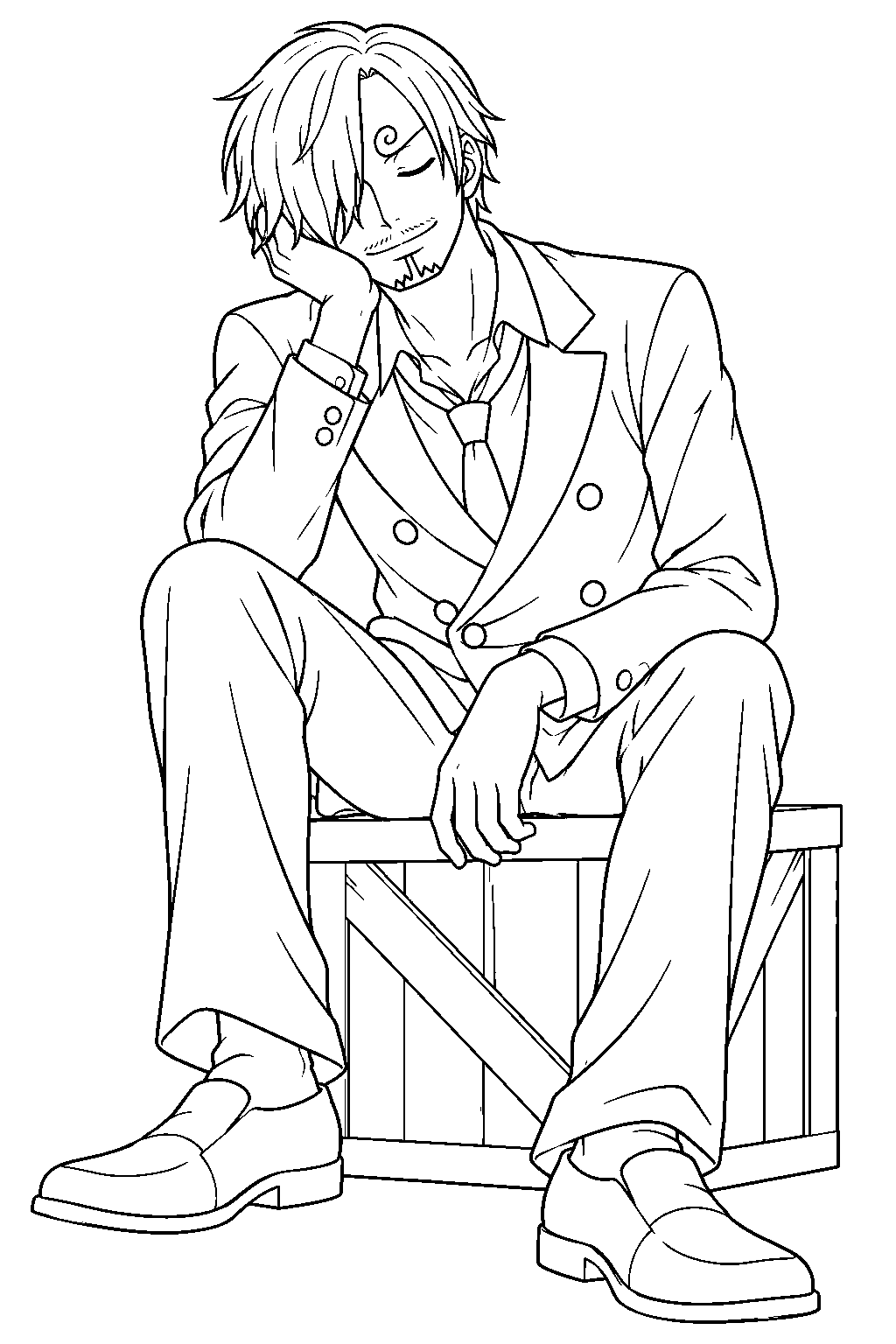 one piece sanji sleeping line art