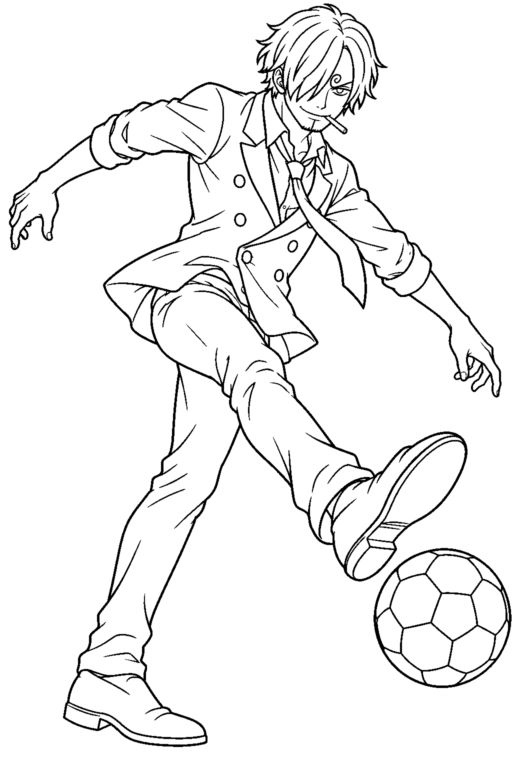 one piece sanji soccer line art