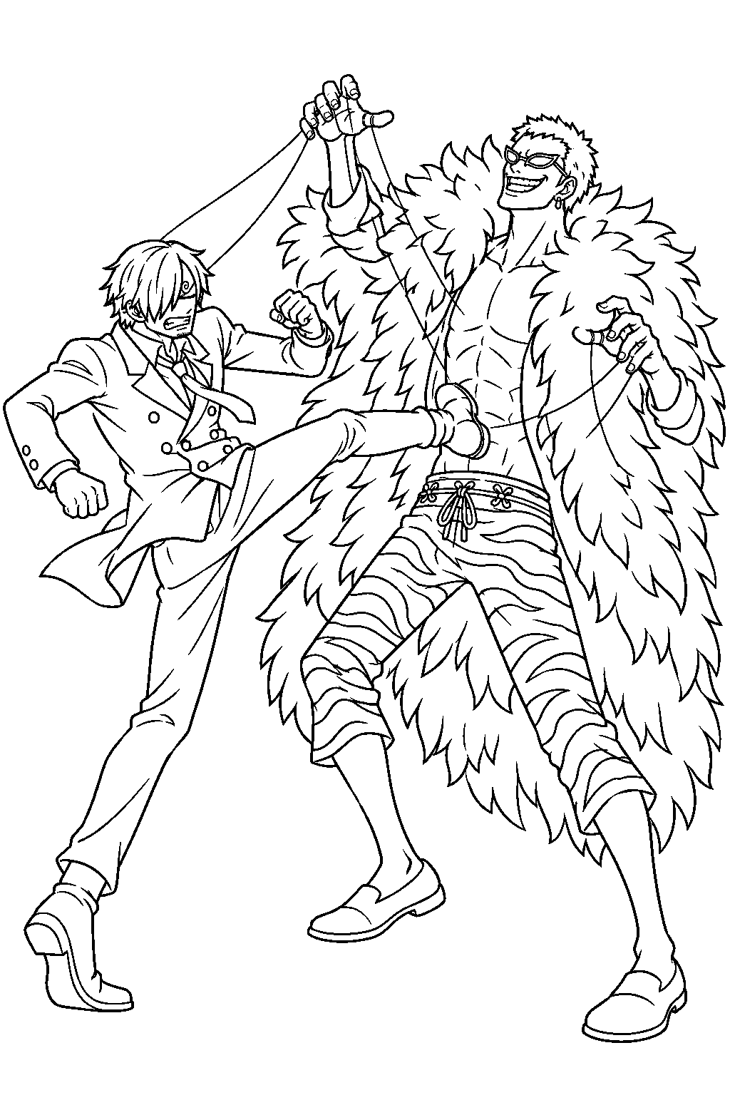 one piece sanji vs doflamingo line art