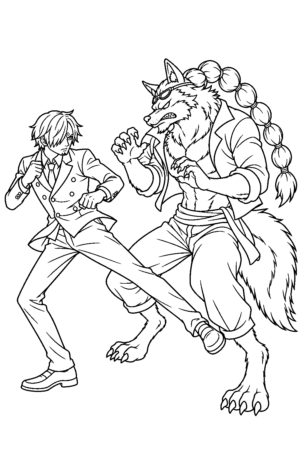 one piece sanji vs jabra line art