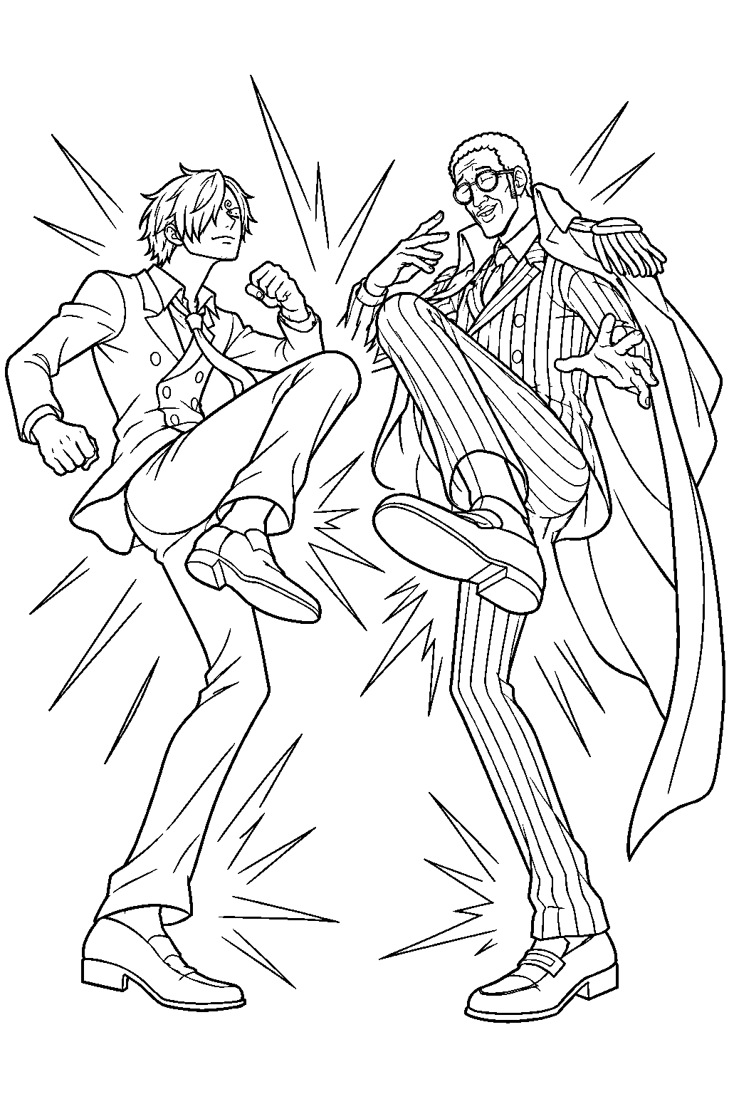 one piece sanji vs kizaru line art