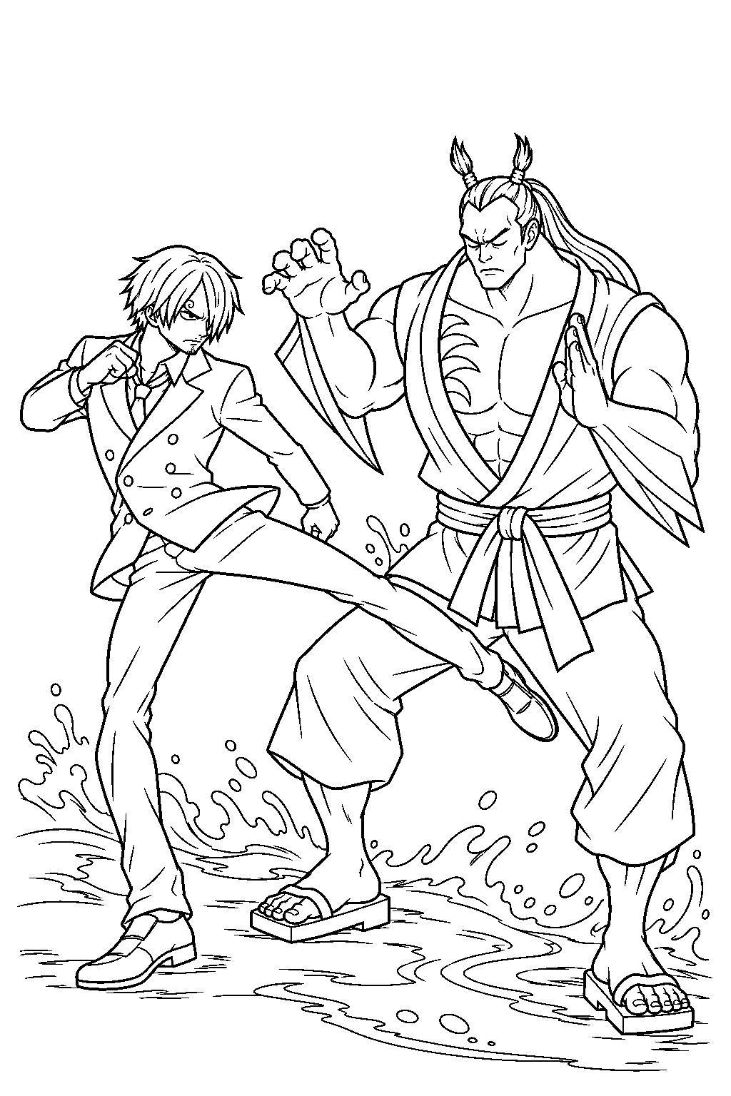 one piece sanji vs kuroobi line art