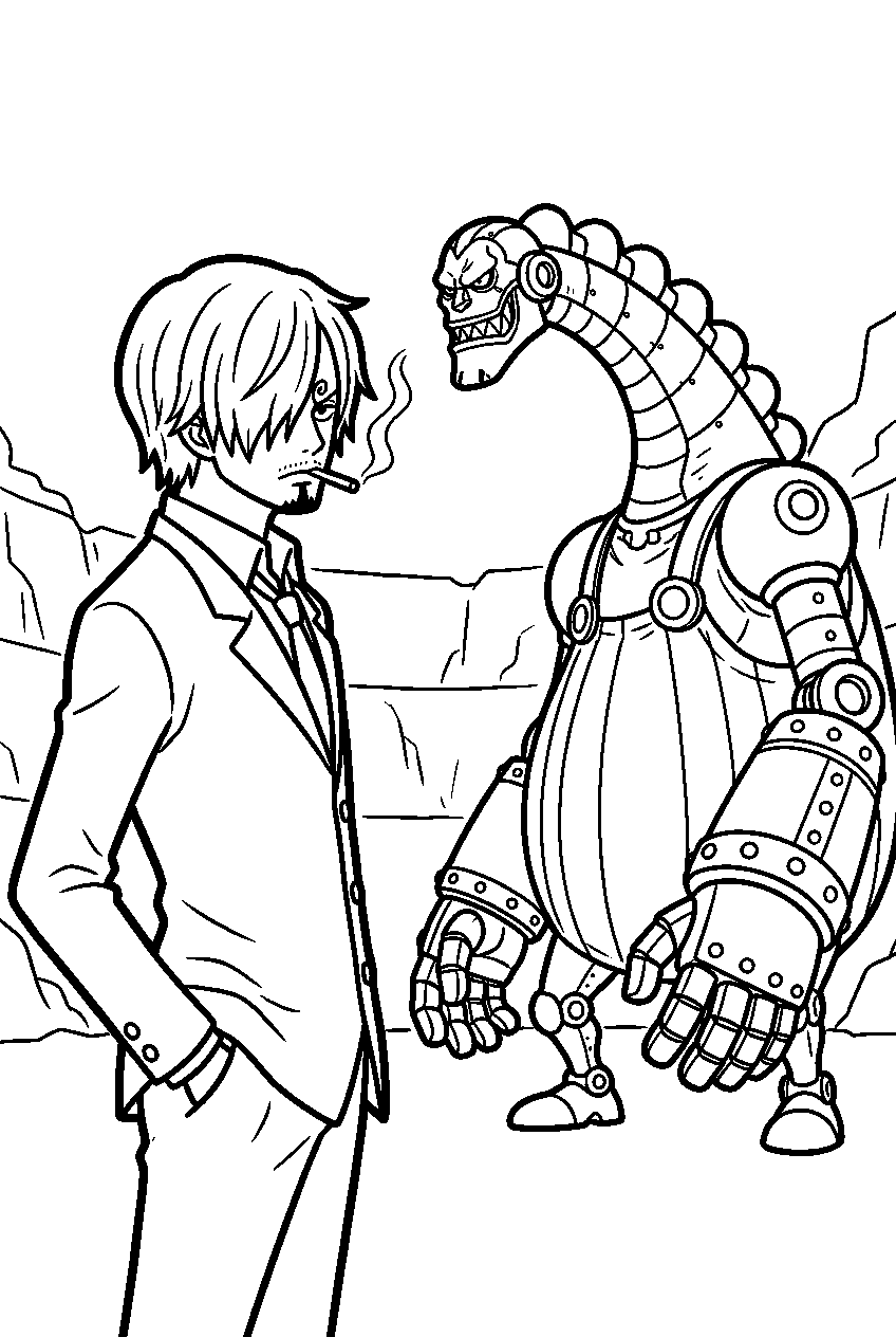 one piece sanji vs queen line art