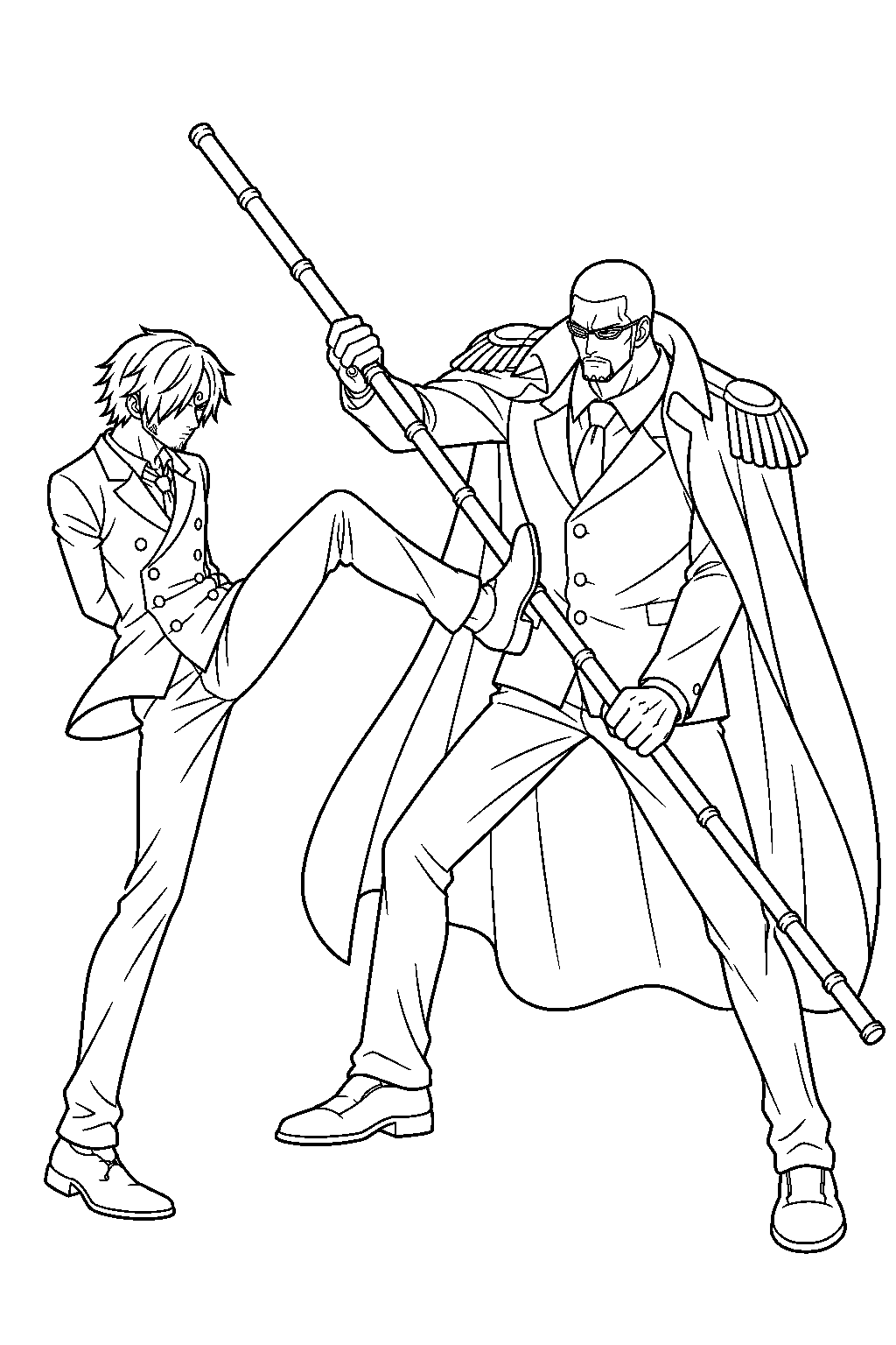 one piece sanji vs vergo line art